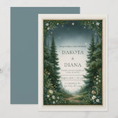 Invitation Mariage Bordure de Sentier de Pin Étoilé (Devant / Derrière)
