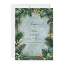Mariage Bordure Tropicale Dorée Texturée Menthe