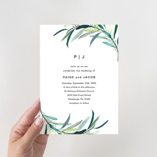 Invitation Mariage botanique à feuilles
