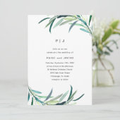 Invitation Mariage botanique à feuilles (Debout devant)