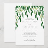 Invitation Mariage botanique à feuilles vertes (Devant / Derrière)