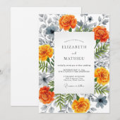 Invitation Mariage Botanique à Fleur d'Orange (Devant / Derrière)