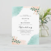 Invitation Mariage botanique à la menthe molle (Debout devant)