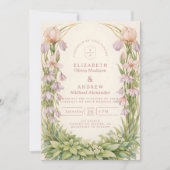Invitation Mariage botanique à l'iris vintage (Devant)