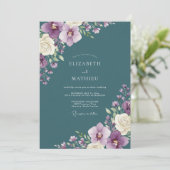 Invitation Mariage Botanique à l'Orchidée sarcelle (Debout devant)