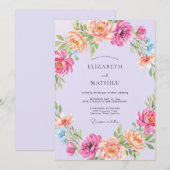 Invitation Mariage Botanique Abondant Lilas (Devant / Derrière)