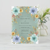 Invitation Mariage Botanique Abondant Vert Sauge (Debout devant)
