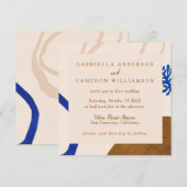 Invitation Mariage botanique Abstrait contemporain Bleu beige (Devant / Derrière)