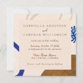 Invitation Mariage botanique Abstrait contemporain Bleu beige (Devant)