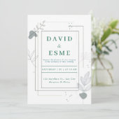 Invitation Mariage Botanique Abstrait Minimaliste Gris (Debout devant)
