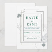 Invitation Mariage Botanique Abstrait Minimaliste Gris (Devant / Derrière)