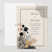 Invitation Mariage botanique Abstrait moderne (Devant / Derrière)