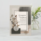 Invitation Mariage botanique Abstrait neutre (Debout devant)