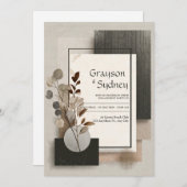 Invitation Mariage botanique Abstrait neutre (Devant / Derrière)
