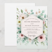 Invitation Mariage Botanique Aéré Sage & Blush (Devant / Derrière)