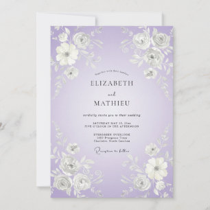 Invitation Mariage Botanique Aérien Lavande