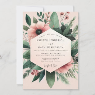Invitation Mariage Botanique Anémone Rose