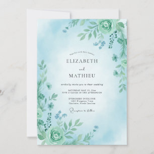 Invitation Mariage Botanique Aqua Lush