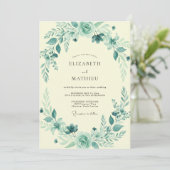 Invitation Mariage Botanique Aqua Sarcelle (Debout devant)