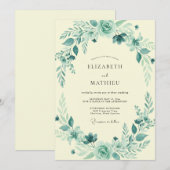 Invitation Mariage Botanique Aqua Sarcelle (Devant / Derrière)