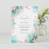Invitation Mariage Botanique Aqua Serene (Debout devant)