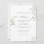 Invitation Mariage botanique aquarelle de verdure en cascade (Devant)