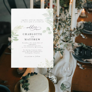 Invitation Mariage botanique aquarelle de verdure en cascade 