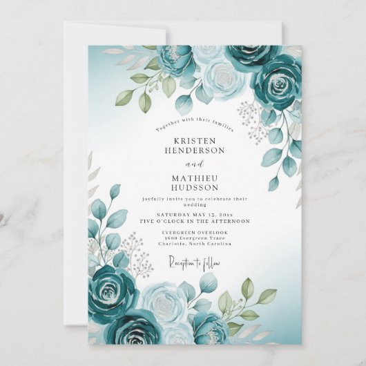 Invitation Mariage Botanique Aquarelle Douce Teinte (Devant)