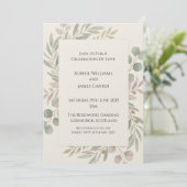 Invitation Mariage botanique aquarelle Eucalyptus Blush (Debout devant)