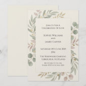 Invitation Mariage botanique aquarelle Eucalyptus Blush (Devant / Derrière)