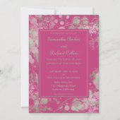 Invitation Mariage botanique aquarelle rose et vert (Devant)