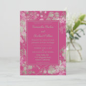 Invitation Mariage botanique aquarelle rose et vert (Debout devant)