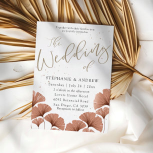 Invitation Mariage Botanique Aquarelle Terracotta Rustique