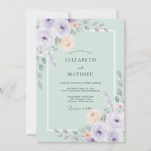 Invitation Mariage botanique aquarelle vert menthe