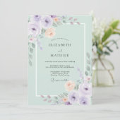 Invitation Mariage botanique aquarelle vert menthe (Debout devant)