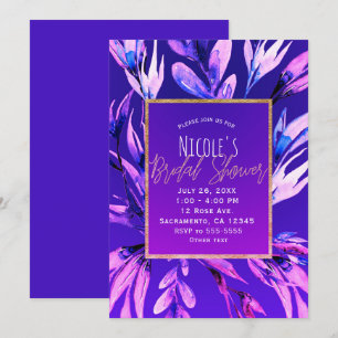Invitation Mariage Botanique Aquarelle Violet Gras Clair
