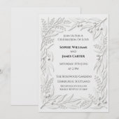 Invitation Mariage Botanique Argent (Devant / Derrière)