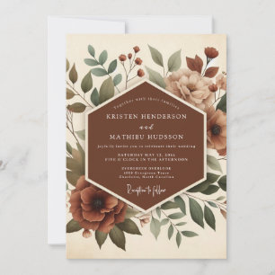 Invitation Mariage Botanique Artistique en Terracotta