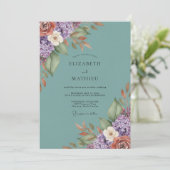 Invitation Mariage Botanique Atmosphérique Sarcelle (Debout devant)