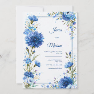 Invitation Mariage Botanique au Bleuet de Cobalt