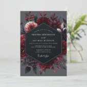 Invitation Mariage Botanique au Grenat Noir (Debout devant)