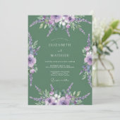 Invitation Mariage Botanique au Lavande Pourpre (Debout devant)