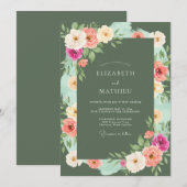 Invitation Mariage Botanique au Pastel Sage (Devant / Derrière)