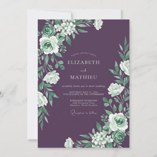 Invitation Mariage Botanique au Plum Stately (Devant)