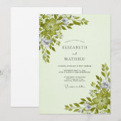 Invitation Mariage Botanique au Vert Céladon (Devant / Derrière)