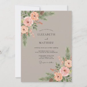 Invitation Mariage Botanique Automnal aux Pches
