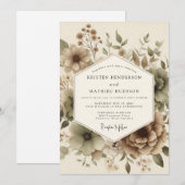 Invitation Mariage Botanique Automnal Beige (Devant / Derrière)