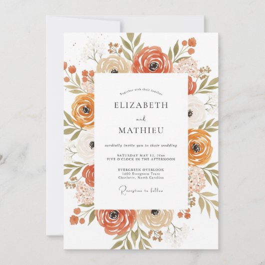 Invitation Mariage Botanique Automnal de Rust Moody (Devant)