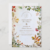 Invitation Mariage Botanique Automnal de Style Ancien (Devant)