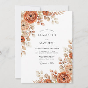 Invitation Mariage Botanique Automnal en Terracotta